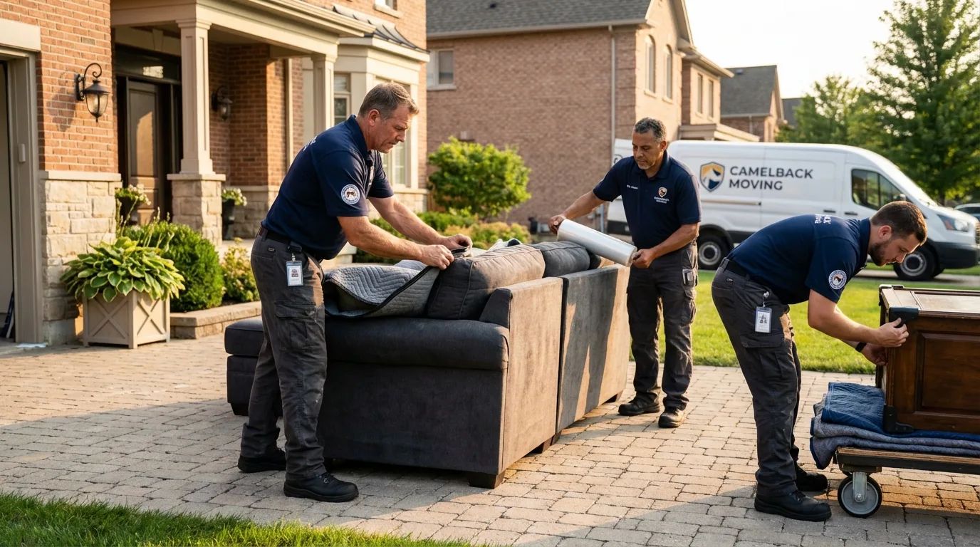Large estate moving crew wrapping furniture in Bayville, NJ