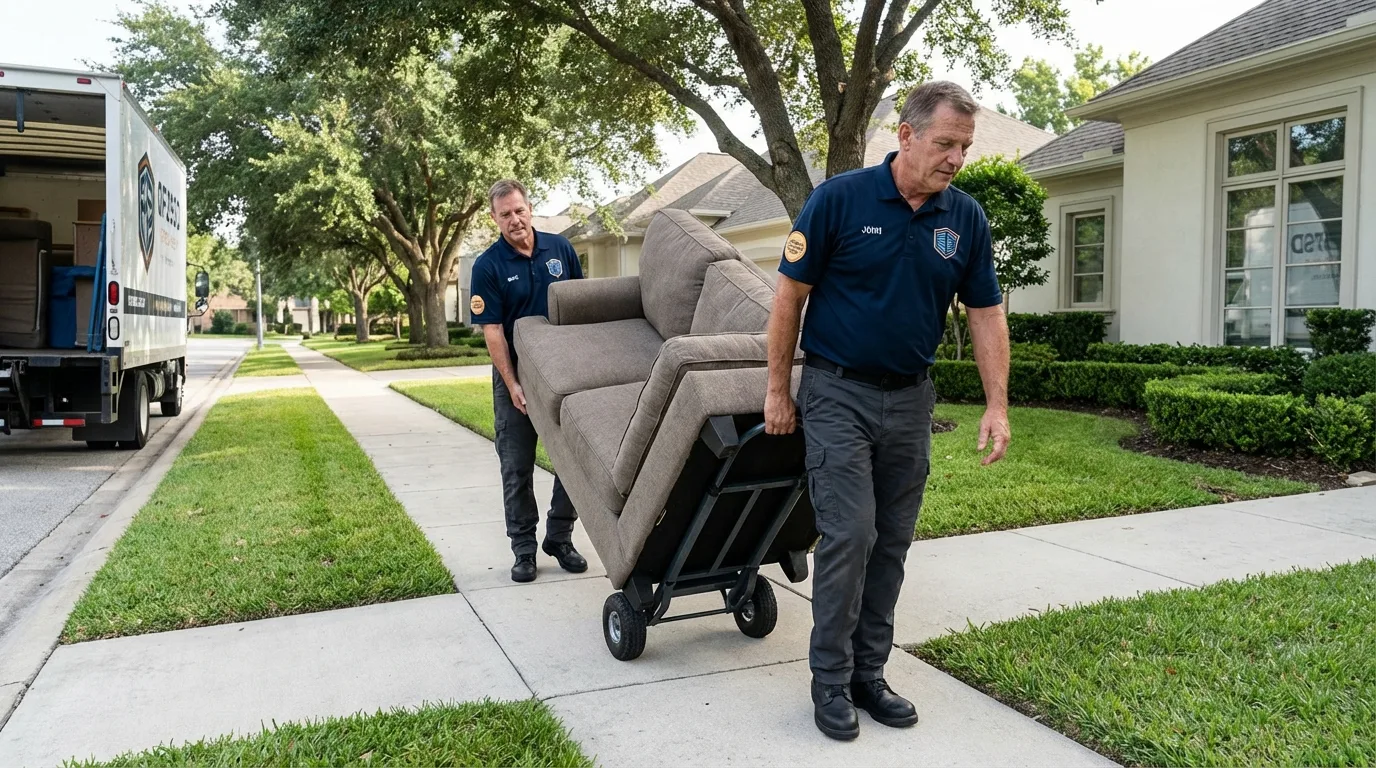 Local residential moving crew loading furniture in Bayville, NJ
