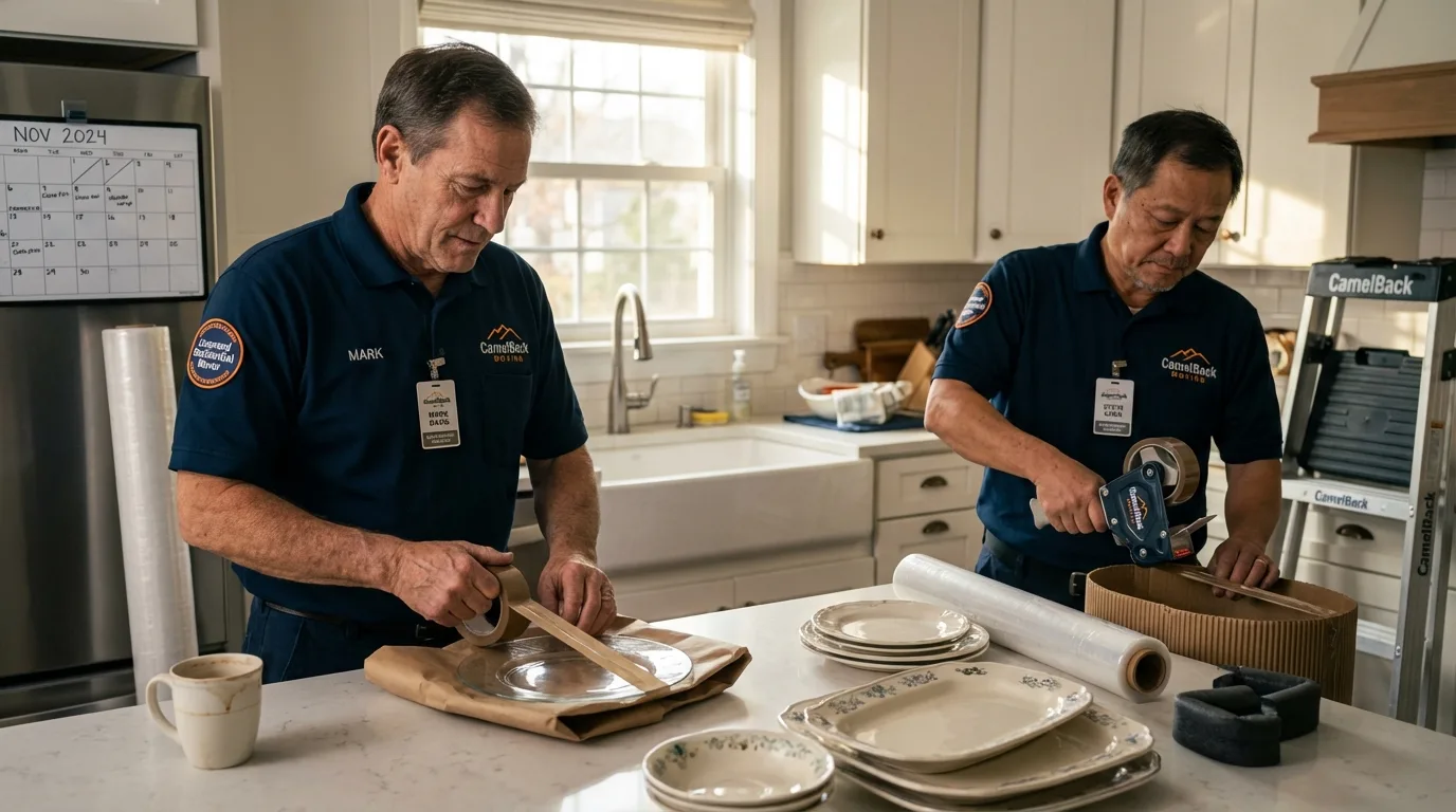 Professional crew packing kitchen dishware in Bayville, NJ